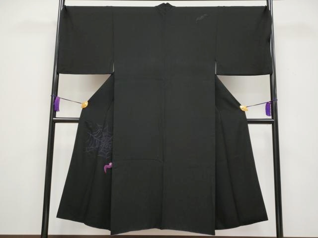 平和屋本店■極上　男性　訪問着　刺繍　蜘蛛　黒地　逸品　CYAA3539s5
