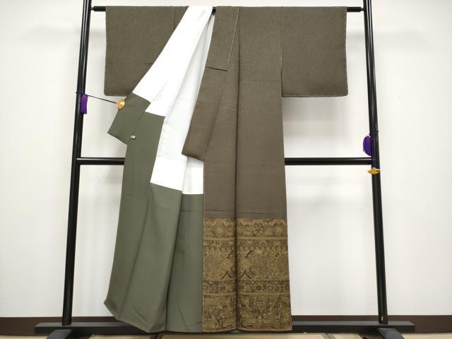 平和屋着物□極上 天目織 色留訪問着 お召地 エジプト壁画文様