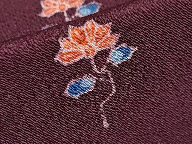 平和屋本店□極上 銀座 志ま亀 訪問着 草花文 鬼しぼ縮緬