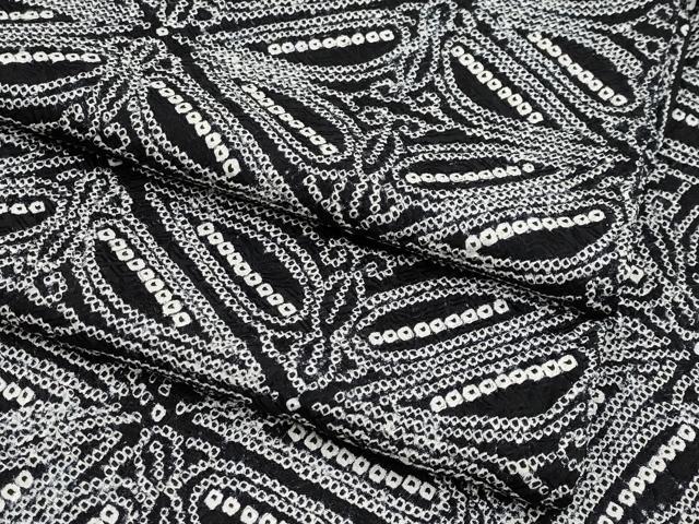 平和屋着物■極上　小紋　総絞り　菱吉祥文　黒地　逸品　CYAA3572s5