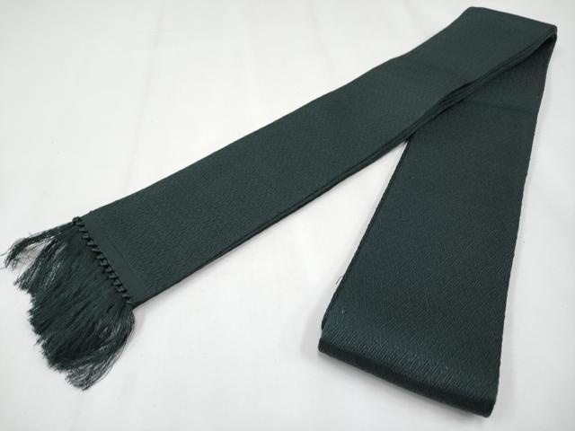 平和屋着物■極上　男性　本場筑前博多織　角帯　桧垣文様　黒緑色地　寺嶋織物謹製　博多金ラベル　証紙付き　逸品　CYAA3611s5