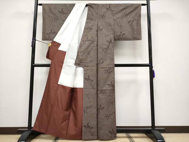 平和屋着物■極上　都喜ヱ門　本場大島紬　9マルキ　泥染め　蝶のフーガ　藤絹織物謹製　証紙付き　逸品　未使用　CYAA3623s5 平和屋着物□極上 都喜ヱ門 本場大島紬 9マルキ 泥染め 蝶