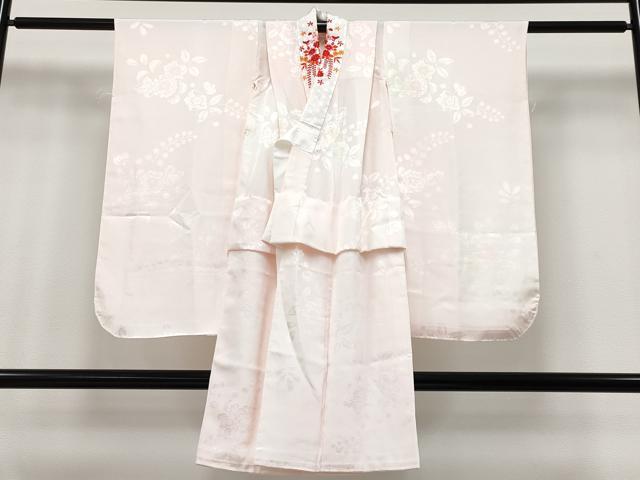 平和屋着物■極上　アンティーク　大正ロマン　七五三　女の子　3歳　祝着・長襦袢セット　笠　枝花文　金彩　丹色地　逸品　CYAA3634s5_5