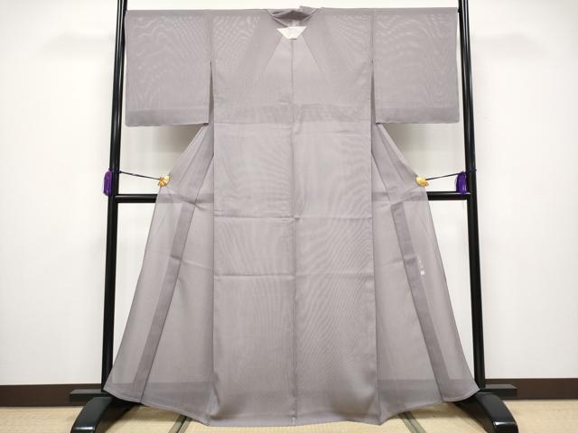 平和屋着物■極上　夏物　伝統工芸師　服部光擴監修　江戸小紋　絽　堅牢染　引彫り　万筋　白×深紫色　証紙付き　逸品 未使用 CYAA3636s5 銀座【C-2791】伝統工芸士 服部光擴監修 絽 江戸小紋 柳鼠色 鮫（落款