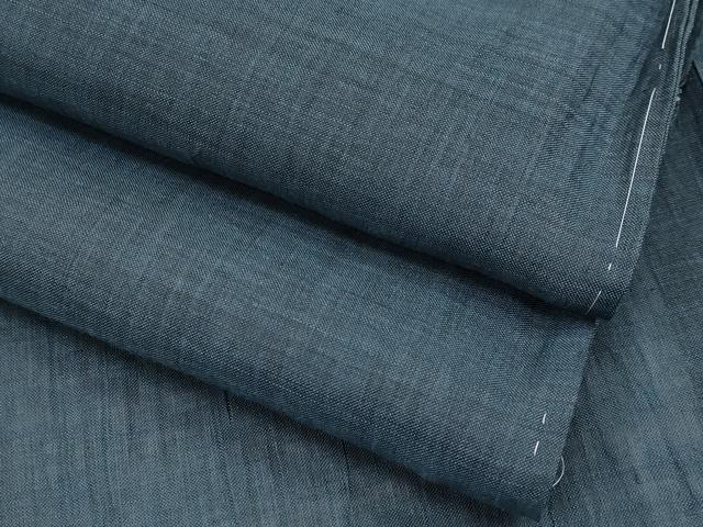 平和屋着物■極上　夏物　男性　本場小千谷ちぢみ　色無地　鉄御納戸色地　麻　逸品　未使用　CYAA3638s5
