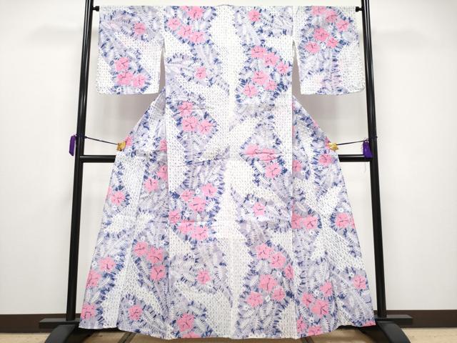 平和屋着物■極上　夏物　浴衣　有松鳴海絞り　草花文　綿　逸品　CYAA3675s5