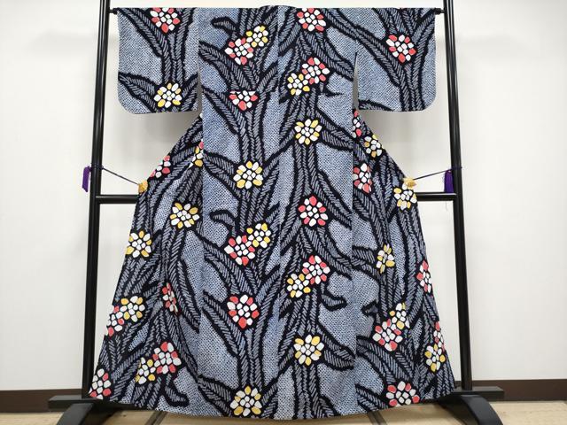 平和屋着物■極上　夏物　浴衣　有松鳴海絞り　草花文　綿　逸品　CYAA3678s5