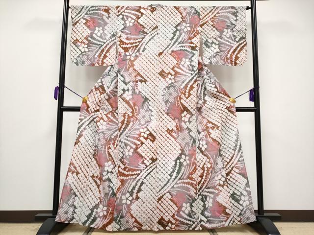 平和屋着物■極上　夏物　浴衣　有松鳴海絞り　舞花文　綿　逸品　未使用　CYAA3679s5