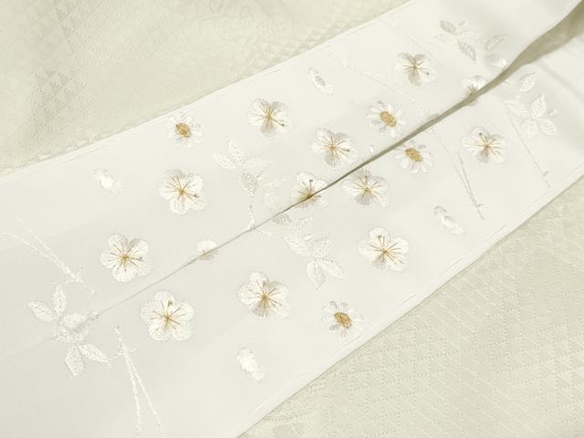 平和屋着物■上質な長襦袢　無双仕立て　七福神地紋　女郎花色地　半衿刺繍　逸品　未使用　CYAA3699s5 平和屋着物□上質な長襦袢 無双仕立て 七福神地紋 女郎花色地 半衿刺繍