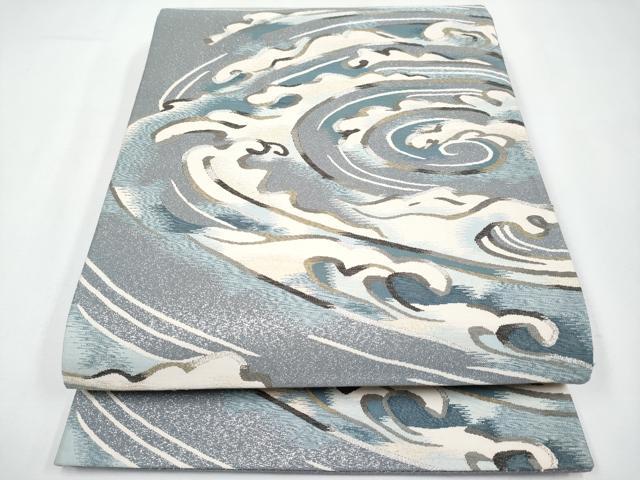 平和屋着物■極上　爪掻き本綴れ　六通柄袋帯　立波文　金銀糸　逸品　未使用　CYAA3721s5