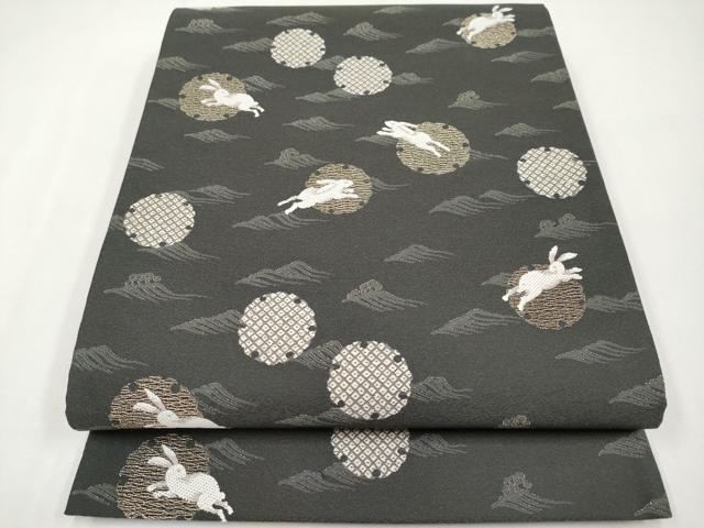 平和屋着物■極上　織楽浅野　六通柄袋帯　唐織　雪輪跳兎　金糸　檳榔子染色地　逸品　CYAA3759s5