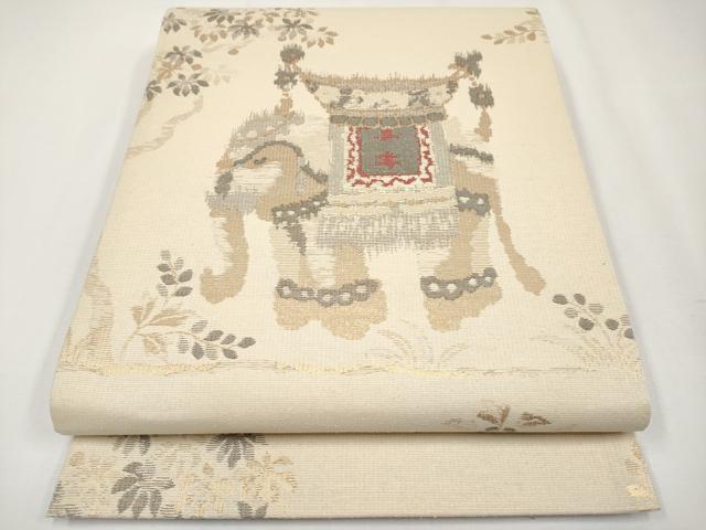 平和屋着物■極上　六通柄袋帯　紬地　象　金糸　逸品　CYAA3776s5