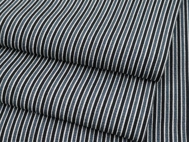 平和屋着物■極上　小紋　縞　黒×白×鉄御納戸色　三越扱い　逸品　CYAA3788s5