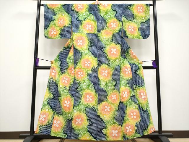 平和屋着物■極上　夏物　浴衣　有松鳴海絞り　舞花文　綿　逸品　未使用　CYAA3791s5