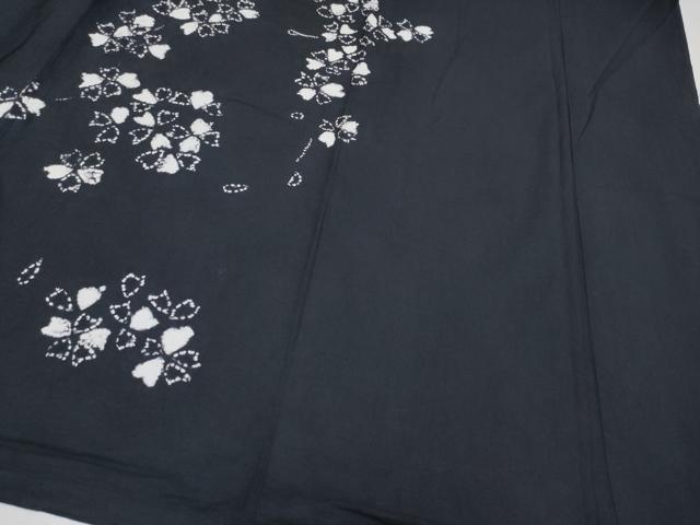 平和屋着物■極上　夏物　浴衣　絵羽　有松鳴海絞り　枝垂れ桜文　黒地　綿　逸品　CYAA3792s5_5