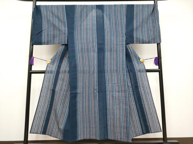 平和屋着物■極上　夏物　男性　阿波しじら織　浴衣　キングサイズ　縞　綿　逸品　CYAA3795s5_1