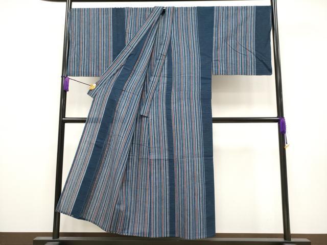 平和屋着物■極上　夏物　男性　阿波しじら織　浴衣　キングサイズ　縞　綿　逸品　CYAA3795s5_2