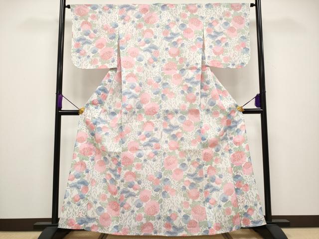 平和屋本店□極上 夏物 本場小千谷ちぢみ 枝花文 麻 逸品 CYAA3796s5