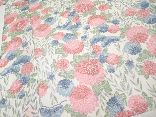 平和屋本店□極上 夏物 本場小千谷ちぢみ 枝花文 麻 逸品 CYAA3796s5