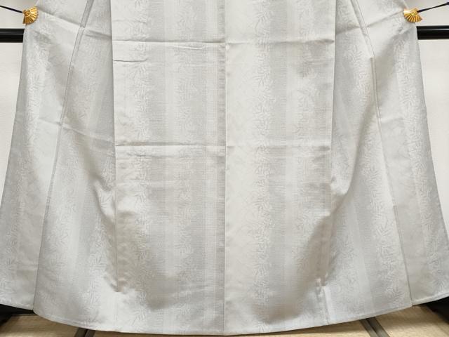 平和屋着物□極上 本塩沢 単衣 110亀甲 草木文 枯野色地