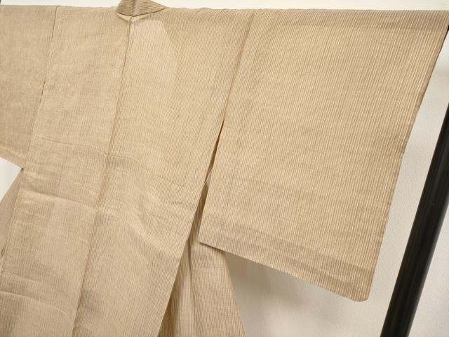 平和屋着物■極上　夏物　本場小千谷ちぢみ　縞　丁子染色　反端付き　麻　逸品　未使用　CYAA3850s5_3