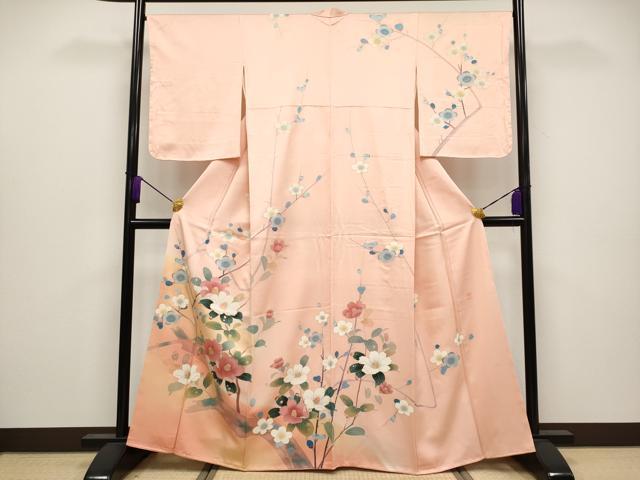 平和屋着物■極上　訪問着　作家物　椿・梅　暈し染め　金彩　ときがら茶色地　逸品　未使用　CYAA3859s5