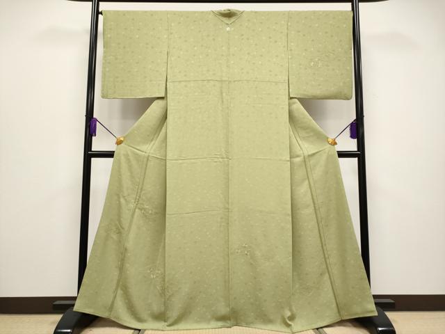 平和屋着物■極上　中国三大刺繍　相良刺繍　訪問着　菱天井花文　色無地　黄海松茶色地　ますいわ屋扱い　逸品　CYAA3860s5