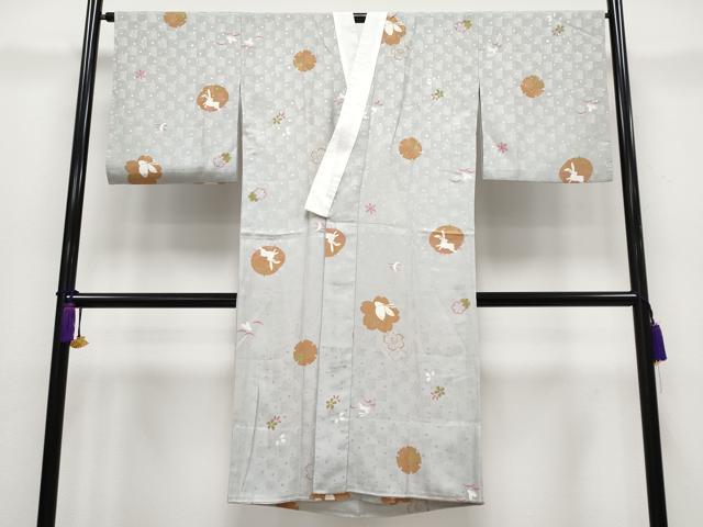 平和屋着物■上質な長襦袢　無双仕立て　雪輪兎花蝶文　潤色地　逸品　CYAA3875s5