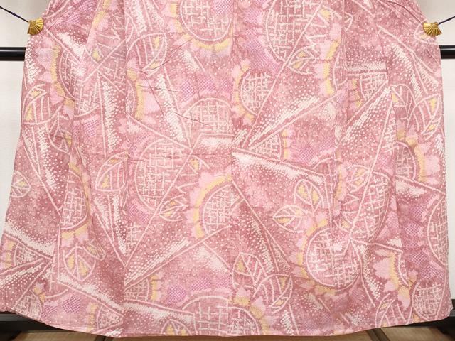 平和屋着物■極上　夏物　浴衣　有松鳴海絞り　切嵌花文　桃色地　綿　逸品　CYAA3880s5 平和屋着物□極上 夏物 浴衣 有松鳴海絞り 切嵌花文 桃色地 綿 逸品