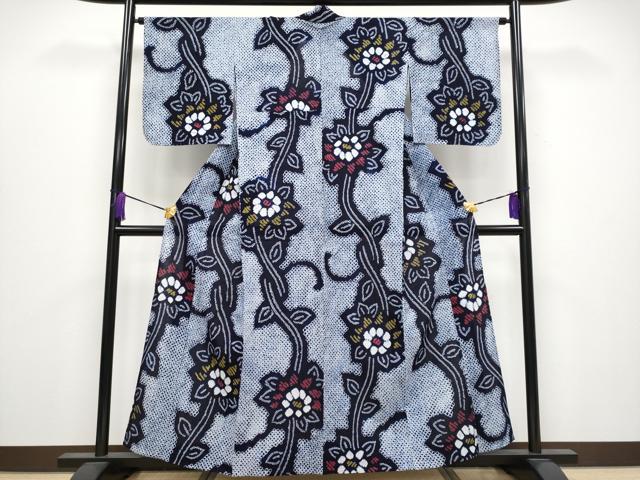 平和屋着物■極上　夏物　浴衣　有松鳴海絞り　枝花文　綿　逸品　未使用　CYAA3882s5