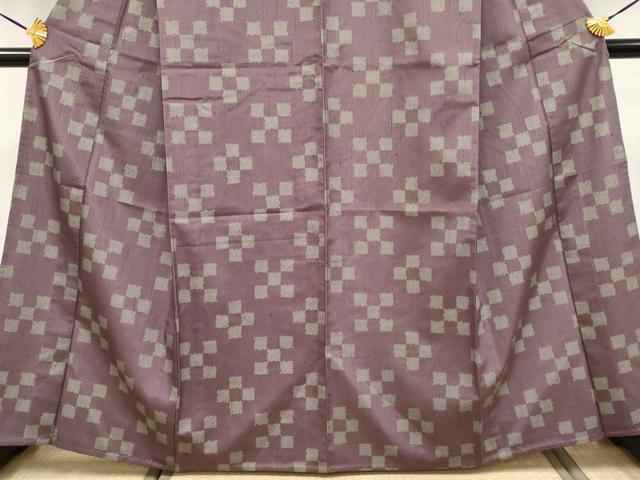 平和屋着物□極上 紬 単衣 市松鹿の子文 濃色地 逸品 CYAA3909s5