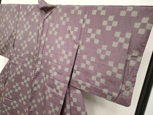平和屋着物■極上　紬　単衣　市松鹿の子文　濃色地　逸品　CYAA3909s5 平和屋着物□極上 紬 単衣 市松鹿の子文 濃色地 逸品 CYAA3909s5の通販
