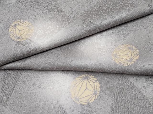 平和屋着物■極上　小紋　蛍暈し　麻の葉丸文　源氏鼠色地　逸品　CYAA3931s5