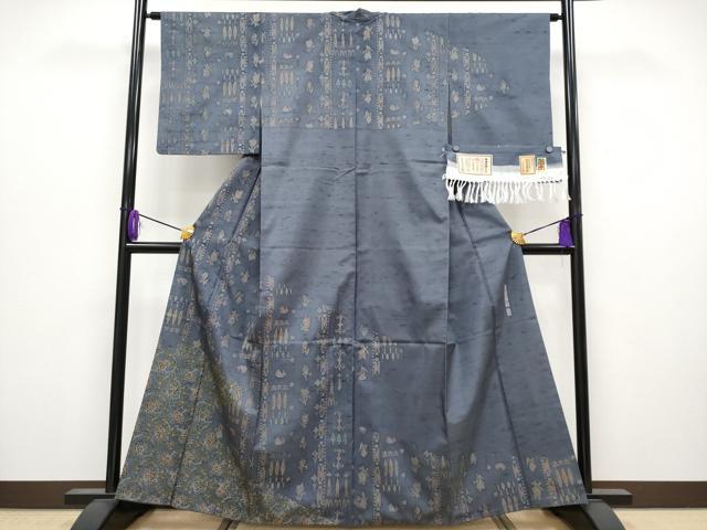 平和屋着物■極上　石川県指定無形文化財 牛首紬 白山工房 手織 二代目 川村久太郎 訪問着 褐色 ますいわ屋扱い 証紙付き 逸品 CYAA3936s5