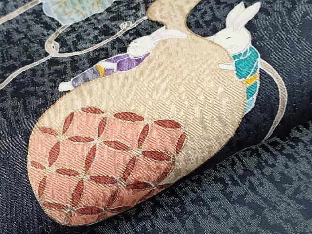 平和屋着物●極上　児島廣和　アトリエ 聖jin苑　太鼓柄袋帯　兎　瓢箪　金彩　逸品　未使用　CYAA3981s6_4