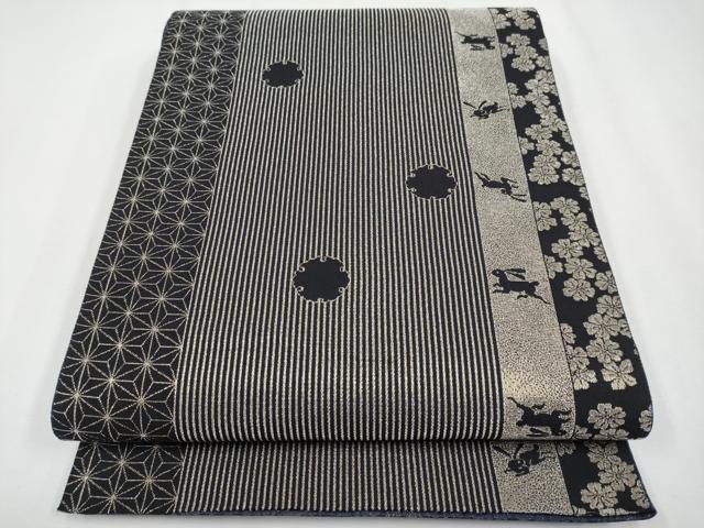 平和屋着物●極上　児島廣和　アトリエ 聖jin苑　太鼓柄袋帯　兎　瓢箪　金彩　逸品　未使用　CYAA3981s6_1