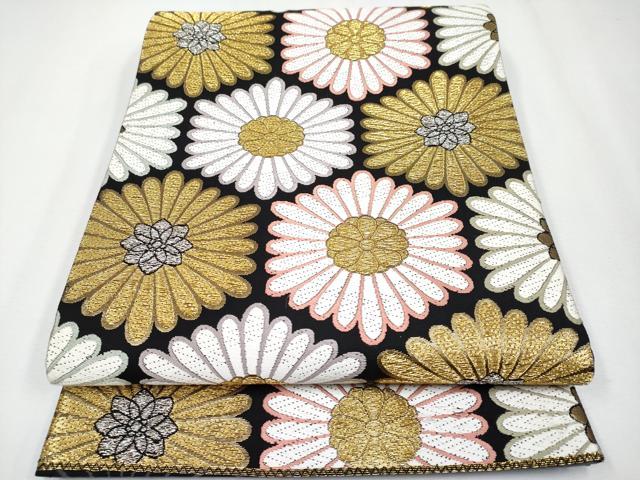 平和屋着物●極上　六通柄袋帯　唐織　プラチナ本金　重ね撚　逸品集　草木染　庵　黒地　逸品　未使用　CYAA3987s6