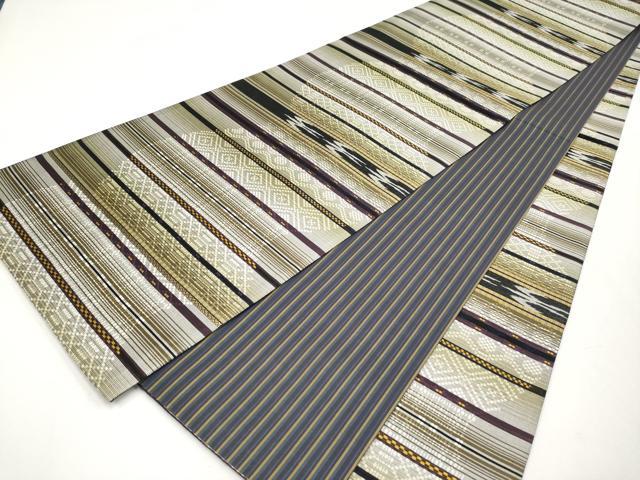 平和屋着物●極上　両面　全通柄袋帯　花織　横段文　逸品　未使用　CYAA3990s6