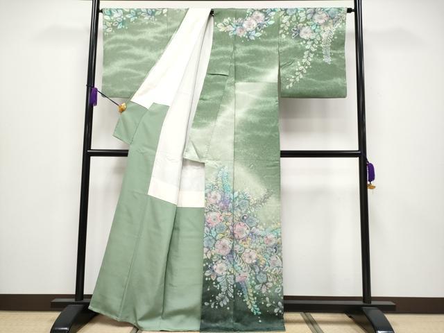 平和屋着物●極上　越後十日町の一流染匠　桐屋・翠山工房　訪問着　辻が花　絞り　暈し染め　銀通し地　逸品　CYAA4008s6_1