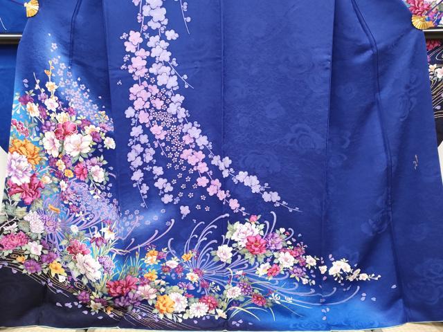 平和屋着物○極上 森英恵・HANAE MORI 振袖 駒刺繍 草花文 暈し