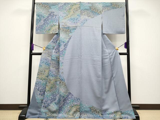 平和屋着物●極上　訪問着　舞花文　金通し地　藤鼠色地　逸品　CYAA4029s6 平和屋着物○極上 訪問着 舞花文 金通し地 藤鼠色地 逸品 CYAA4029s6
