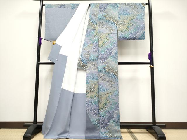 平和屋着物●極上　訪問着　舞花文　金通し地　藤鼠色地　逸品　CYAA4029s6 平和屋着物○極上 訪問着 舞花文 金通し地 藤鼠色地 逸品 CYAA4029s6