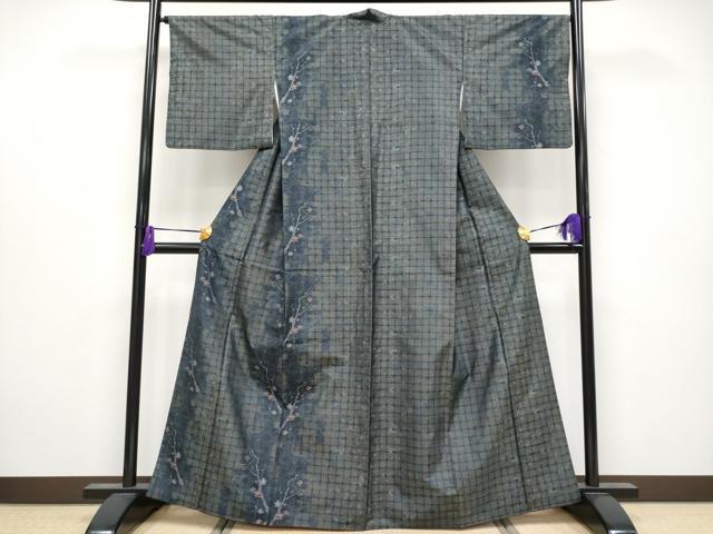 平和屋着物●極上　本場大島紬　訪問着　流水枝梅文　さが美扱い　逸品　CYAA4076s6