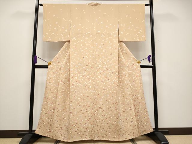 平和屋着物▽結城紬 単衣 80亀甲 幾何学文様 正絹 逸品 AAAZ9601fy