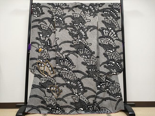 平和屋着物●極上　振袖　駒刺繍　絞り　舞蝶文　黒地　逸品　CYAA4106s6 平和屋着物○極上 振袖 駒刺繍 絞り 舞蝶文 黒地 逸品 CYAA4106s6
