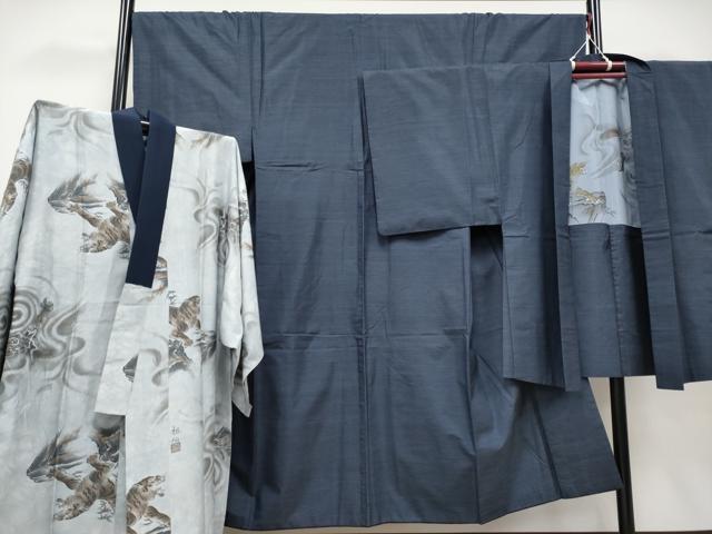 平和屋着物●極上　男性　本場大島紬　アンサンブル・長襦袢セット　100亀甲　総詰め　逸品　CYAA4122s6 平和屋着物○極上 男性 本場大島紬 アンサンブル・長襦袢セット 100