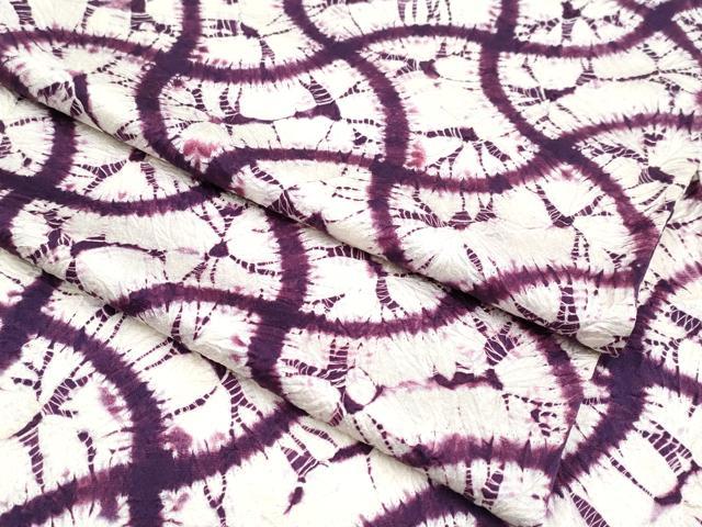 平和屋本店▽極上　紫根染　小紋　単衣　分銅繋ぎ　逸品　CYAA4131s6