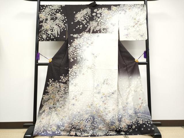 平和屋本店●極上　吉乃一廉　幻の辻が花　訪問着　寿光織　絞り　暈し染め　銀通し地　逸品　CYAA4135s6