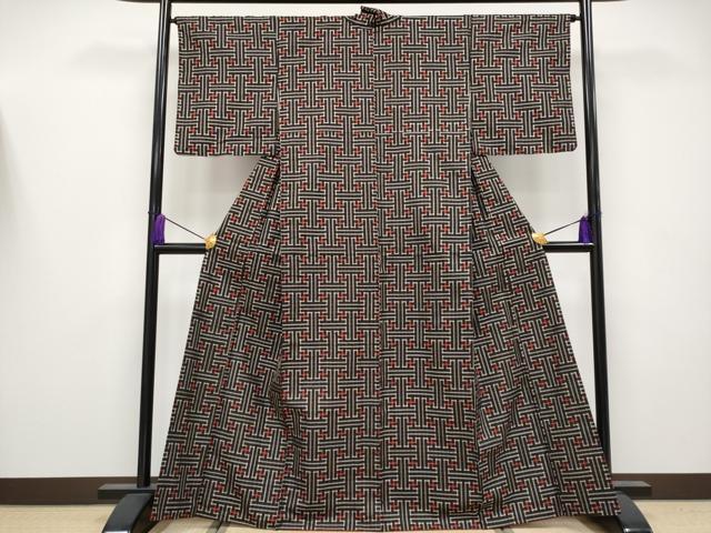 平和屋着物●希少　本場大島紬　龍郷絣　秋名バラ　逸品　CYAA4152s6_1