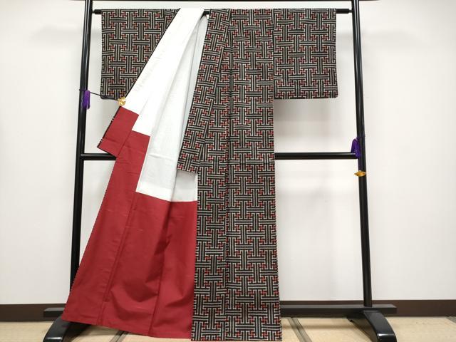 平和屋着物●希少　本場大島紬　龍郷絣　秋名バラ　逸品　CYAA4152s6_2